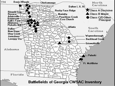 Georgia State Flag Civil War Map of Battles History