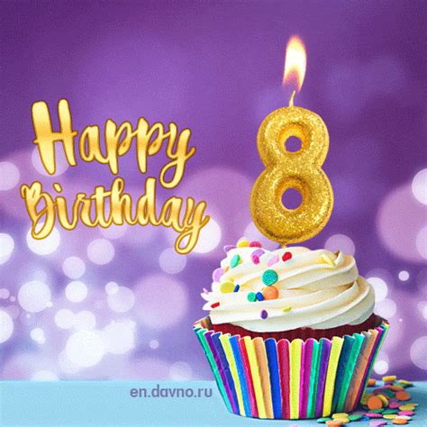 Happy Birthday - 8 Years Old Animated Card | Funimada.com