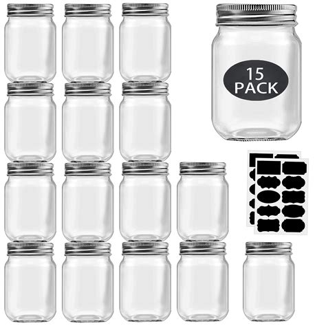 Buy 16 oz Mason Jars With Lids Regular Mouth 15 Pack-16 oz Glass Jars ...