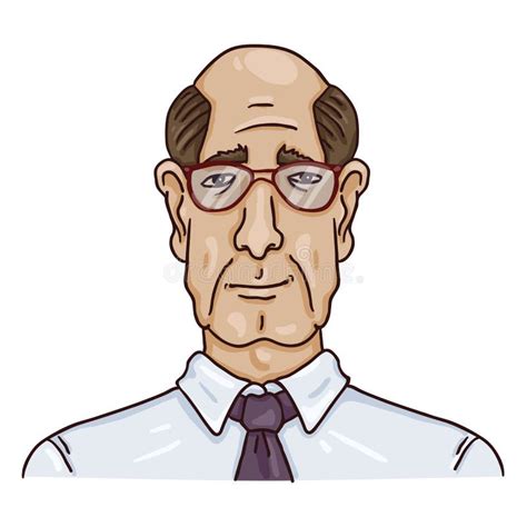 Vector Cartoon Business Avatar - Bald Old Man in Shirt and Eyeglasses ...