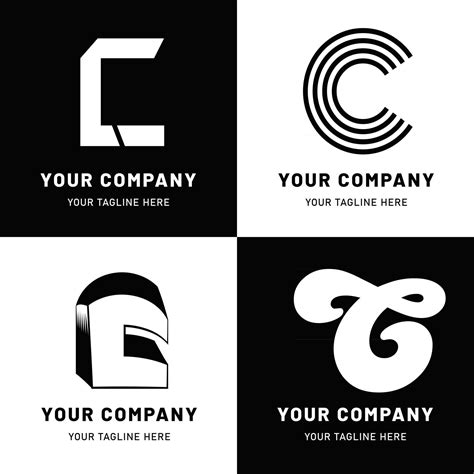 Black and White Letter C Logo Set 2964197 Vector Art at Vecteezy