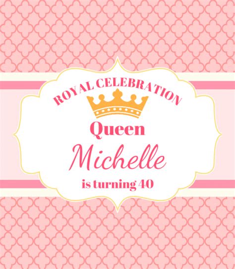 Pink Queen Birthday Wine Label