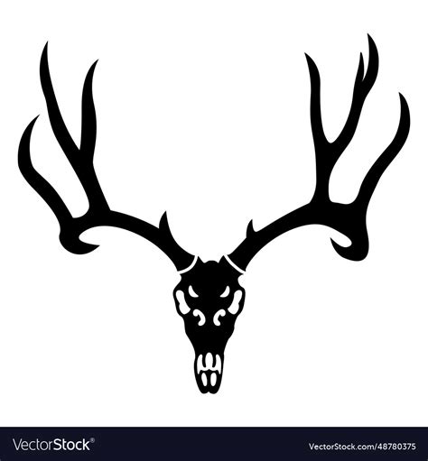 Deer skull antler silhouette Royalty Free Vector Image