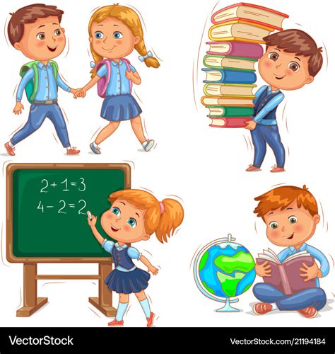 Back to school cute kids set Royalty Free Vector Image