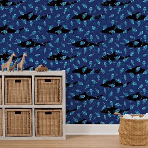 pilot fish and sharks by rysunki_malunki Wallpaper | Spoonflower