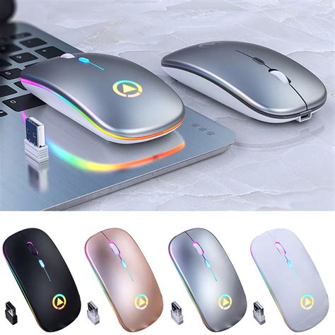 Mouse Wireless Mouse 2.4GHz USB Rechargeable Mouse with RGB Backlit for ...