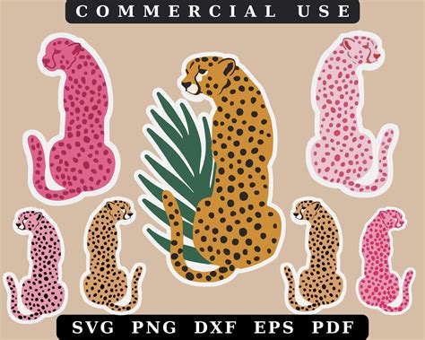 CHEETAH Stickers Cheetah Digitals Printable Pink - Etsy