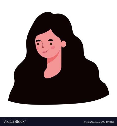 Black hair woman cartoon head design Royalty Free Vector