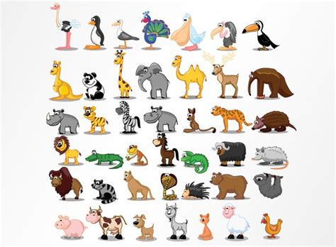 Cartoon Animal Vector Illustrations (Free) Free Vector Download ...