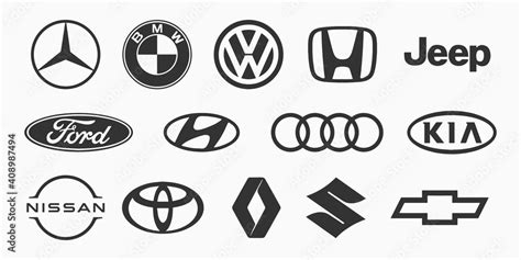 Black logo of popular brands of cars on a white background. Vector ...