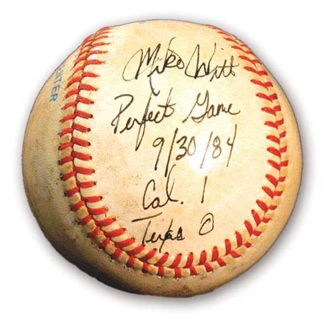 1984 Mike Witt Perfect Game Used Baseball