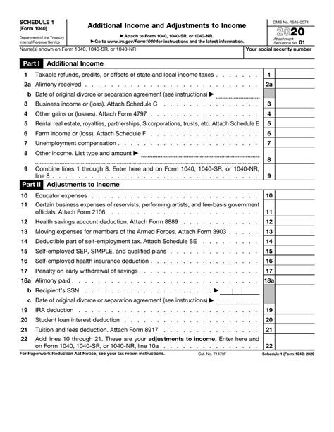 IRS Form 1040 Schedule 1 Download Fillable PDF or Fill Online ...