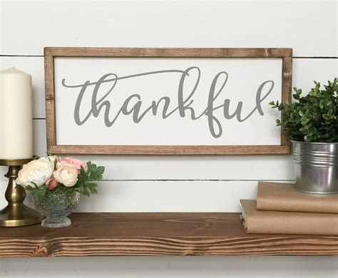 Thankful Wooden Sign Farmhouse Decor Farmhouse Sign Wood