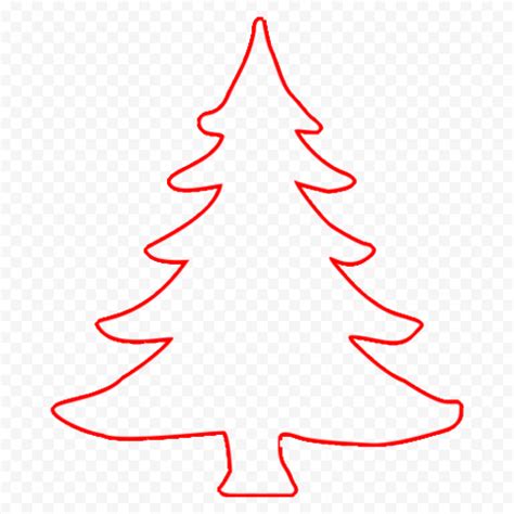 HD Simple Red Outline Christmas Tree PNG | Citypng