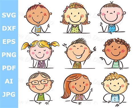 Happy Kids Face Clipart Cartoon