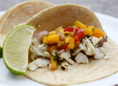 Grilled Halibut Tacos with Peach Salsa- Domesticate ME!