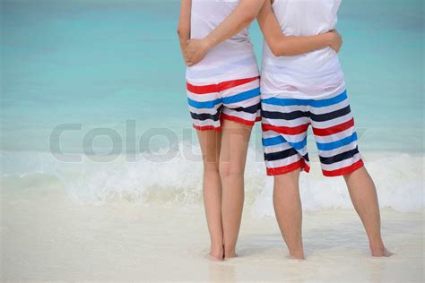 couple hug together on the beach | Stock image | Colourbox