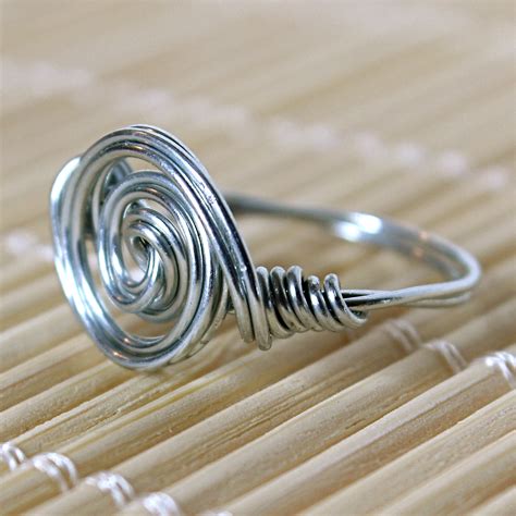 Handmade Wire Wrapped Steel Swirl Ring