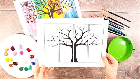 Four Seasons Tree Painting | Easy Art Project for Kids - Arty Crafty Kids