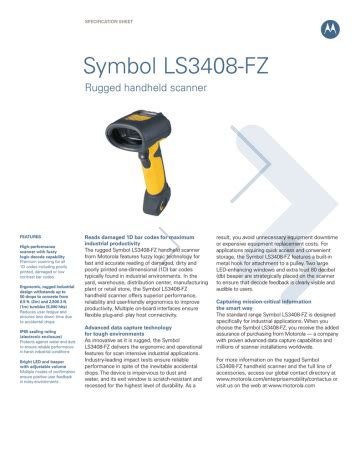 Zebra LS3408-FZ Datasheet | Manualzz