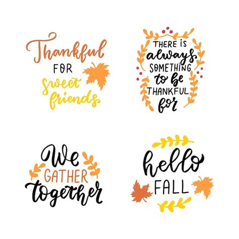 Premium Vector | Happy Thanksgiving quotes set Thankful Autumn ...