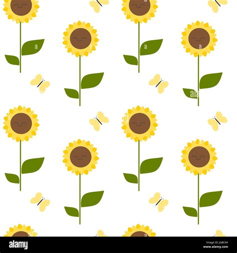 cute cartoon sunflower seamless vector pattern background illustration ...