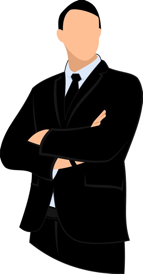 silhouette of businessman standing with folded arms 19045392 PNG