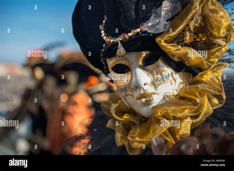 Golden Venetian Carnival Mask. Wonderful mask participant of the ...