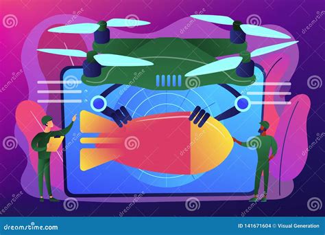 Military Drone Concept Vector Illustration. Stock Vector - Illustration ...