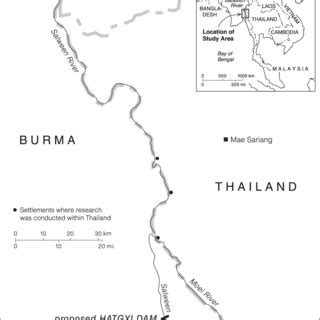 Site of research at the Salween River-border and location of proposed ...