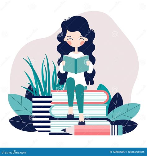 Girl and books 2 stock vector. Illustration of people - 123892606