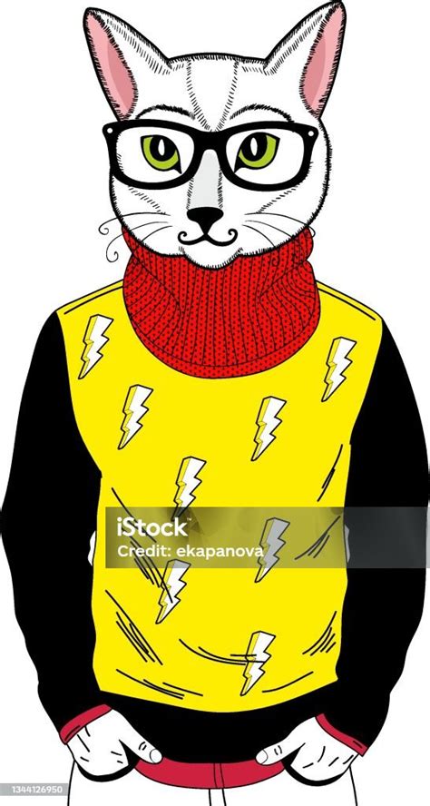 Young Cat With Human Body Stock Illustration - Download Image Now ...