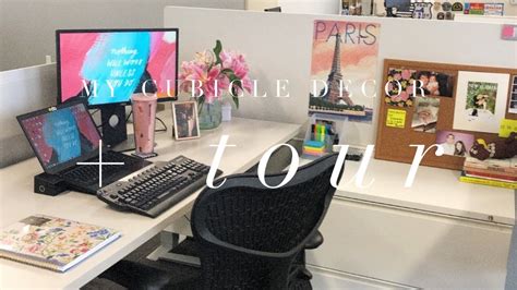 MY WORK DESK DECOR + CUBICLE TOUR - YouTube