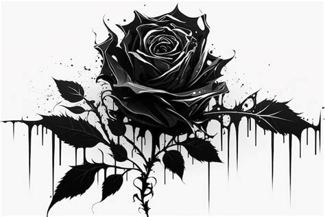 Drawing of a black rose on a white background | Premium AI-generated image