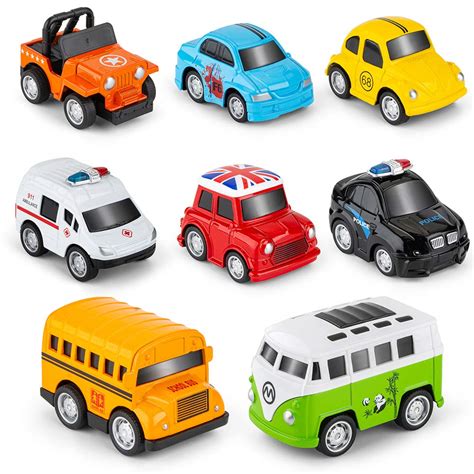 Buy Metal Pull Back Cars, 8 Pack Mini Die Cast Toy Cars Set, Car/Trucks ...