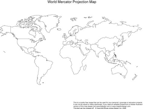 Royalty Free World Map Projections Printable, Blank Maps | 1.Primary ...