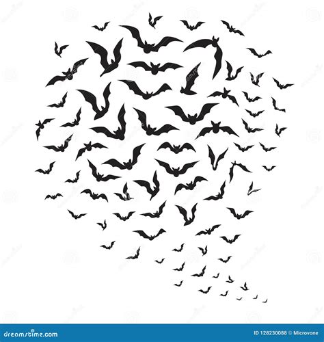 Flying Bats Halloween Swarm Silhouette Isolated On White Background ...