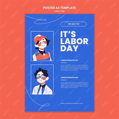 Free PSD | Flat design labor day poster template