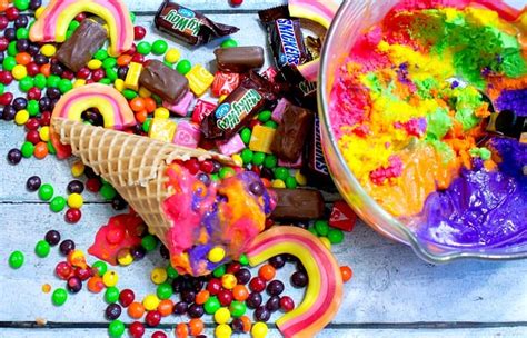 Skittles Rainbow Ice Cream {Dairy-Free & Gluten-Free} - Nerdy Mamma