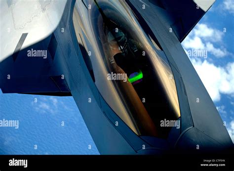 View of the cockpit of a US Air Force F-22 Raptor fighter aircraft in ...