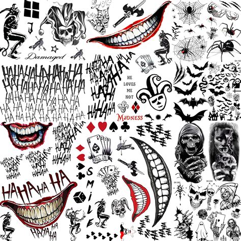 Buy Rejaski 12 Sheets The Joker Tattoos Suicide Squad, 4 Sheets Damaged ...