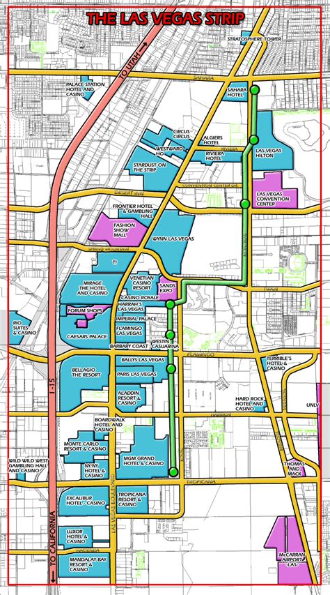 Las Vegas strip map. Strip map of Las Vegas city | Vidiani.com | Maps ...