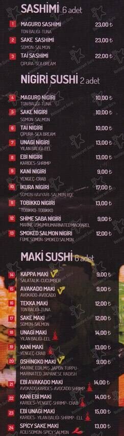 Menu at Wok & Walk, Istanbul