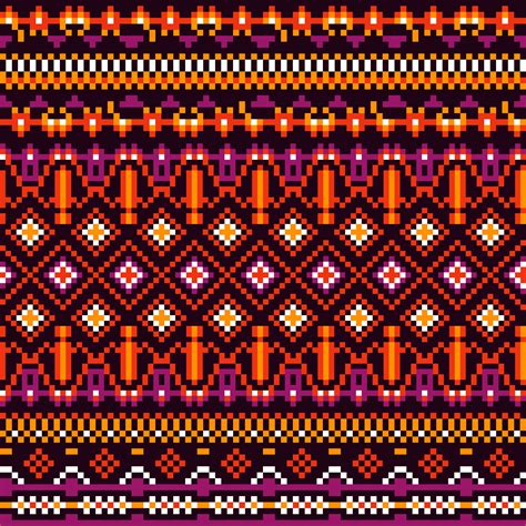 Bright Geometry Tribal Ethnic Pixel Pattern 1271964 Vector Art at Vecteezy