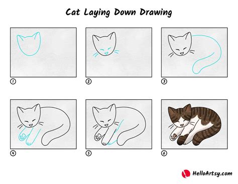 Cat Laying Down Drawing - HelloArtsy