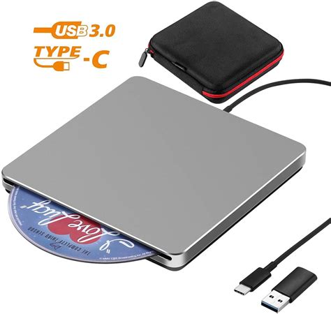 External DVD Drive USB 3.0/Type-C Slot-in Portable CD/DVD+/-RW Burner ...