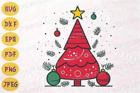 Christmas Tree SVG Pine Tree Outline DXF Graphic by Vectorville ...