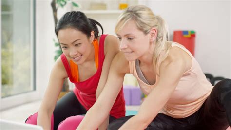 cheerful aerobics instructor holding training session Stock Footage ...