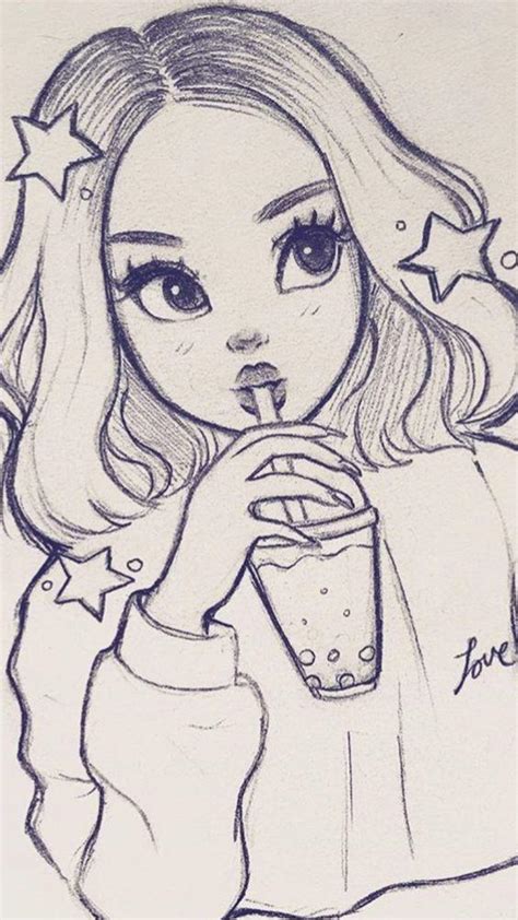 A Easy Sketch Of A Girl