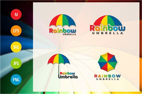 Rainbow Umbrella Logo Design Set Graphic by sabavector · Creative Fabrica